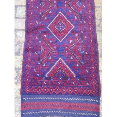 266 - A new hand knotted woollen Meshwani runner, 2.47m x 0.6m