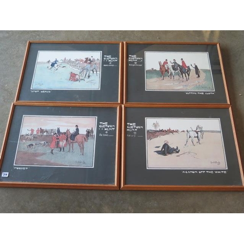 319 - A set of four Lionel Edwards prints The Cuetown Hunt, 48cm x 63cm, all in good condition