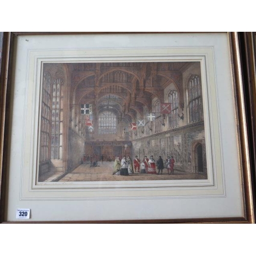 320 - Five coloured John Nash interior prints in gilt frames, 52cm x 61cm, one slipped in frame, staining ... 