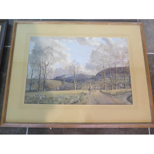 323 - A watercolour 'The Berkeley near Alderley' by Graham Smith, in an oak frame, 59cm x 77cm, some stain... 