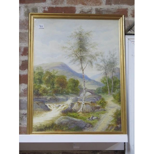 330 - A 19th century framed and glazed watercolour, signed W. Barrow, in a gilt frame 77cm x 59cm, some sp... 