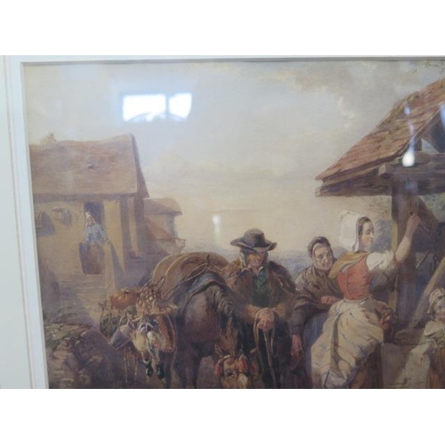 338 - Walter Goodall RWS (1830-1889), a watercolour entitled 'A halt at a Brittany well, a copy of his bro... 