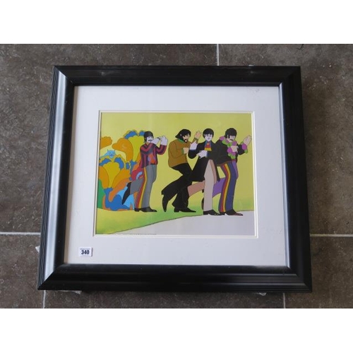 340 - A 1999 copyright Subafilms A Yellow Submarine Beatles line up of four artwork print, 61cm x 68cm, in... 