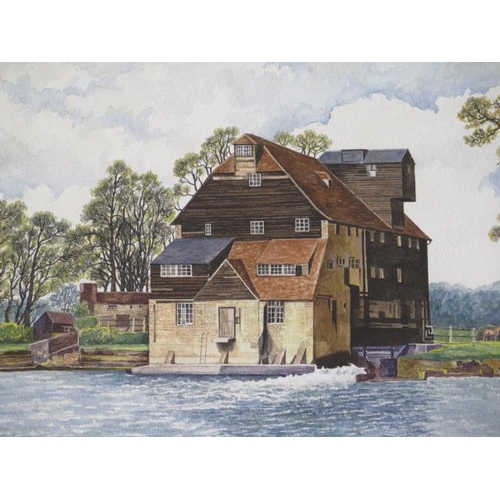 341 - A watercolour painting of Houghton Mill, signed by D.Allen, local artist, frame size 54cm x 39cm