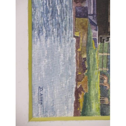 341 - A watercolour painting of Houghton Mill, signed by D.Allen, local artist, frame size 54cm x 39cm