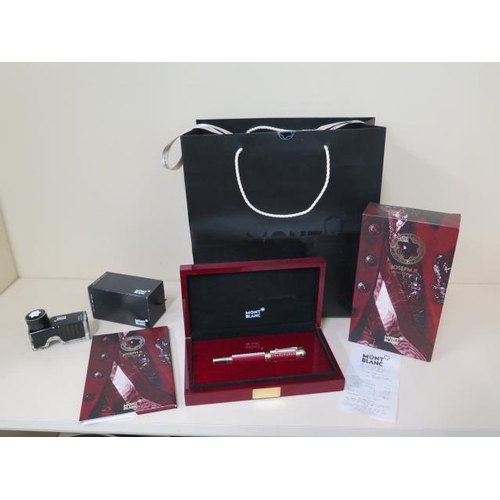 401 - A Mont Blanc Joseph II limited edition 4810 fountain pen with case, booklet, bag and mystery black i... 