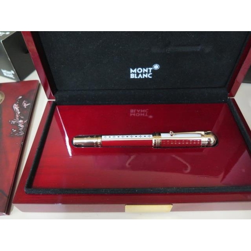 401 - A Mont Blanc Joseph II limited edition 4810 fountain pen with case, booklet, bag and mystery black i... 