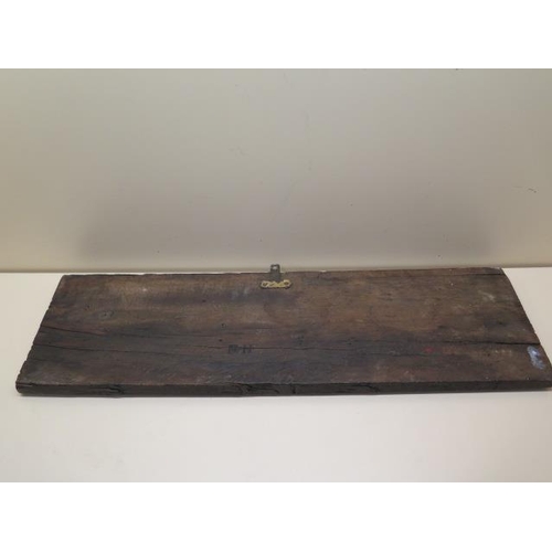 407 - An 18th century carved Gothic oak panel, initialled FH to the back, 73cm x 21cm x 2.5cm PLEASE NOTE ... 