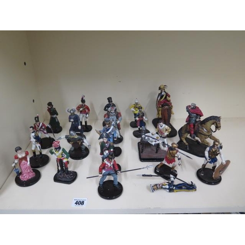 408 - A collection of 21 hand painted WMH lead figures and soldiers, please note some have losses, tallest... 