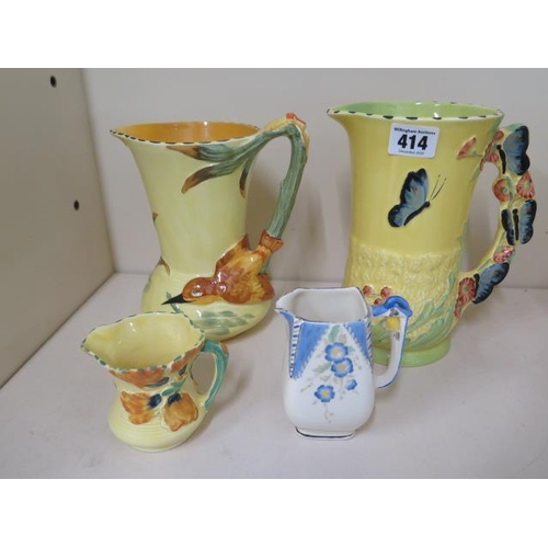 414 - Ten Burleigh ware jugs, six of which are damaged, the two small jugs- butterfly and kingfisher are g... 