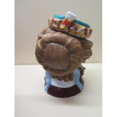 417 - A porcelain pot modelled as a ladies head, 19cm tall, some minor wear but generally good