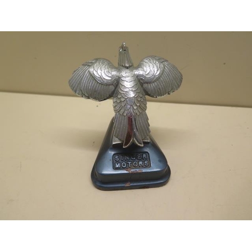 422 - Motoring Interest: A Singer Motors Bantam car mascot on original enamel base, reg 802072, 11cm tall,... 