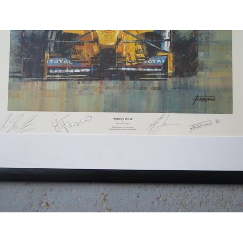 435 - A Formula 1 limited edition print 'Jordan Team' by Juan Carlos Ferrigno, 70cm x 60cm, in good condit... 