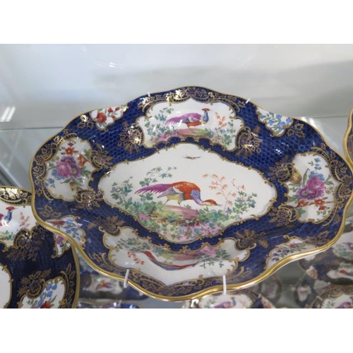 464 - A Booths and Co silicon china exotic bird dinner service retailed by T Goode, 16 pieces, all crazed ... 