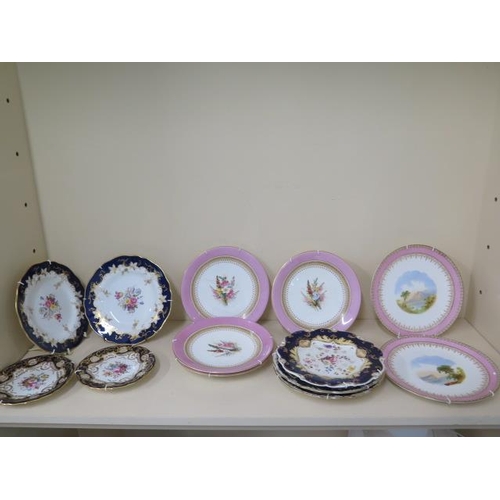 469 - A pair of Bodley scenic 24cm plates, 4 Worcester floral decorated plates, a pair of Spode 17cm plate... 