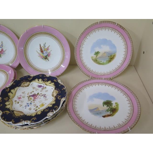 469 - A pair of Bodley scenic 24cm plates, 4 Worcester floral decorated plates, a pair of Spode 17cm plate... 