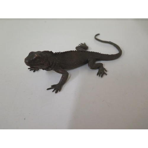 476 - A bronze lizard, 15cm long