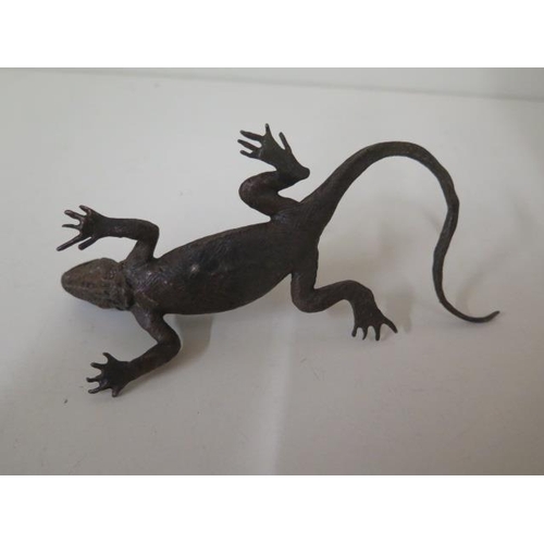 476 - A bronze lizard, 15cm long