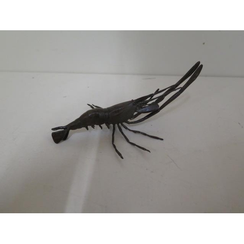 479 - A bronze prawn, 14cm long