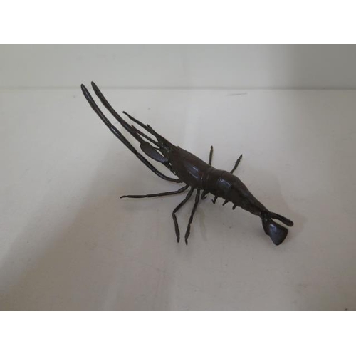 479 - A bronze prawn, 14cm long