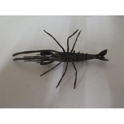 479 - A bronze prawn, 14cm long