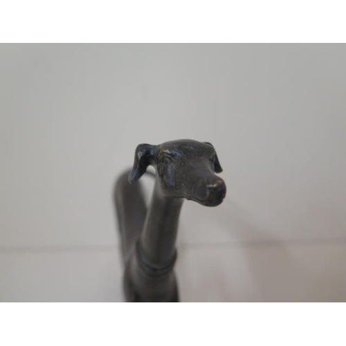 480 - A bronze greyhound, 23cm tall, small chip to patination