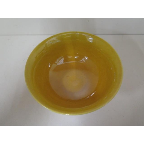 482 - A yellow glaze dragon bowl, 7cm tall x 15cm diameter, in good condition