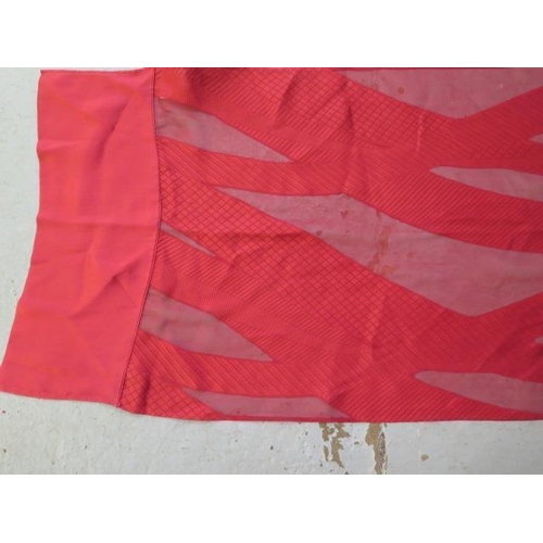 497 - A Giorgio Armani red silk scarf Le Collezioni, 155cm x 40cm, no obvious damage, no box