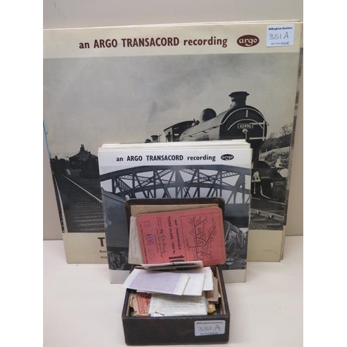 507 - A quantity of vintage railway tickets and 15 'Argo' transacord records, minor age related wear