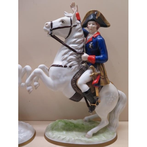 508 - Two 20th century Naples porcelain equestrian groups, the first depicting Napoleon Bonepart, 31cm hig... 