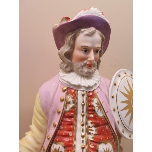 510 - A Large late 19th century Derby porcelain figure of Falstaff  played by JAMES QUINN  on a gilt c-scr... 