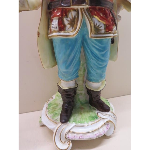 510 - A Large late 19th century Derby porcelain figure of Falstaff  played by JAMES QUINN  on a gilt c-scr... 