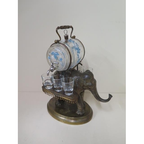 521 - A rare 19th century French patinated and ormolu Elephant liqueur set, height to handle 36cm x 33cm l... 