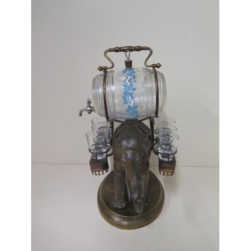 521 - A rare 19th century French patinated and ormolu Elephant liqueur set, height to handle 36cm x 33cm l... 