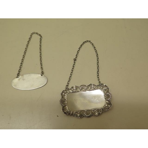 606 - Two Georgian style hallmarked silver decanter labels, both Sherry, no damage seen