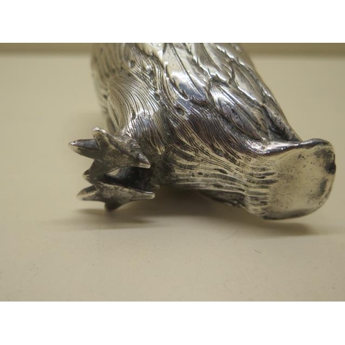 618 - A Victorian novelty silver owl pepper by George Richard and Edward Brown London 1862/3, 10cm tall, a... 