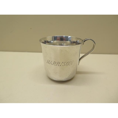 619 - A Tiffany and company sterling silver christening mug with a full set of marks, 3.8 troy oz, 6cm tal... 