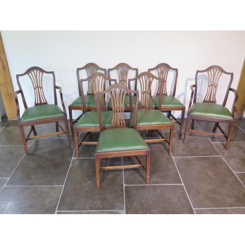 69 - A set of eight 19th century dining  chairs with vase shaped splats on square tapering moulded front ... 