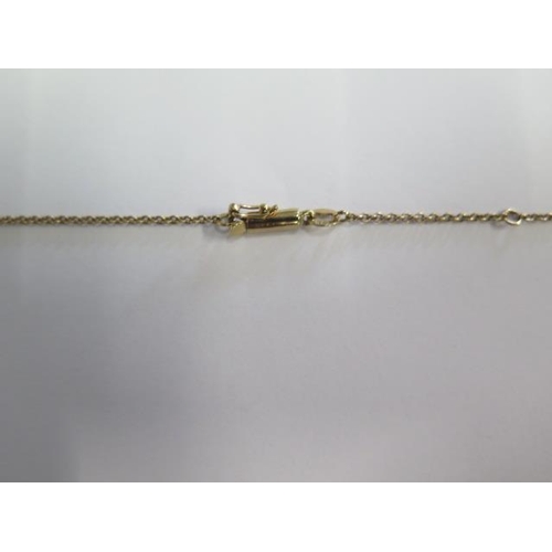 717 - A hallmarked 9ct yellow gold turquoise, diamond and pearl necklace, 46cm long, approx 6.4 grams in g... 