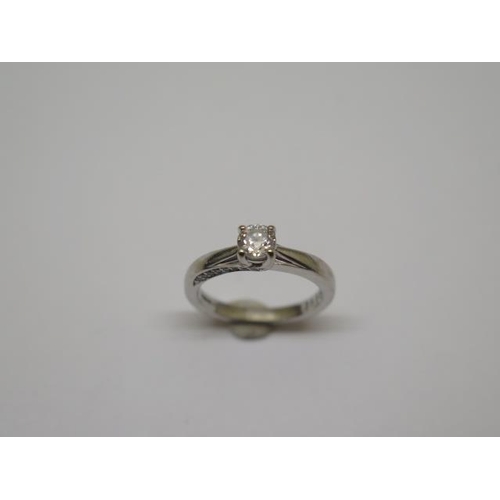 751 - An 18ct white gold diamond solitaire ring, 0.37ct, with diamond shoulders, IGI certificate, stamped ... 