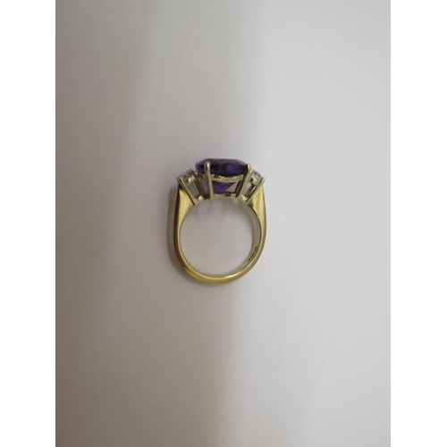 759 - A 9ct yellow gold heart shaped amethyst and diamond ring, approx 0.45ct of diamonds, hallmarked, ame... 