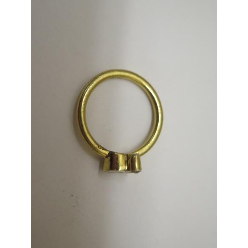 761 - A gilt rough diamond ring, size O, diamond approx 5mm x 5mm