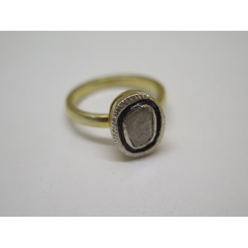 763 - A gilt rough diamond ring, size O/P, head approx 10mm x 7mm