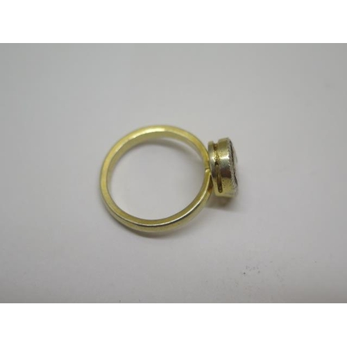 763 - A gilt rough diamond ring, size O/P, head approx 10mm x 7mm