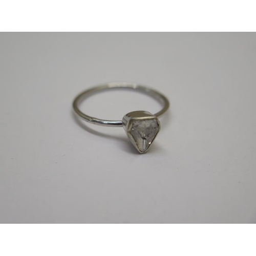 765 - A white metal rough diamond ring, approx 5mm x 7mm, size Q