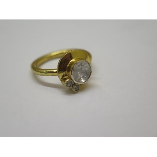 770 - A gilt rough diamond ring, head approx 10mm diameter, ring size N