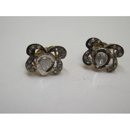 772 - A pair of gilt rough diamond earrings, approx 12mm x 10mm