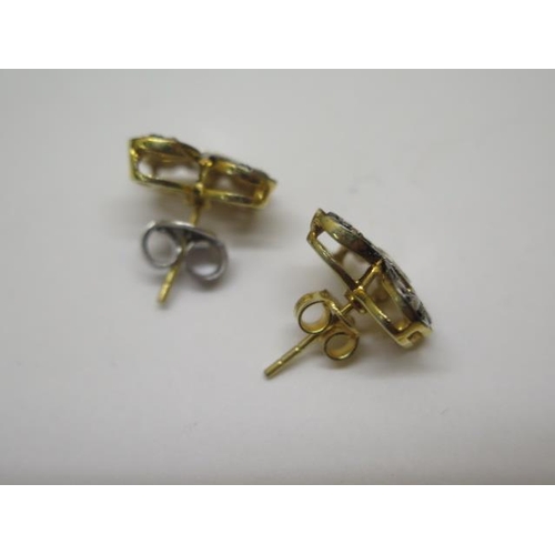 772 - A pair of gilt rough diamond earrings, approx 12mm x 10mm