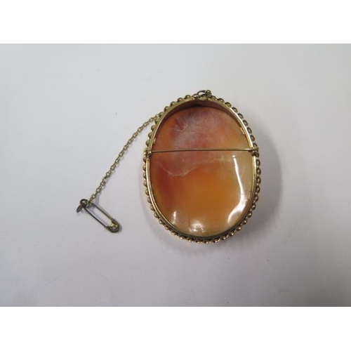 774 - A large hallmarked 9ct Cameo, 6cm x 4.6cm, approx 17.8 grams, in generally good condition with a rep... 