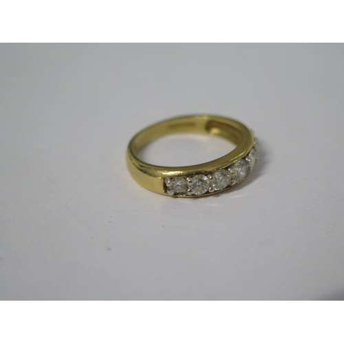 782 - An 18ct hallmarked yellow gold seven stone diamond ring, total ct 1.00, ring size N, approx 4.4 gram... 